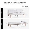 Futon Sofa Bed-Leather Small Futon Couch, Futon Lounge Sofa, Futon Convertible with Cup Holder, Beige - 2 of 4