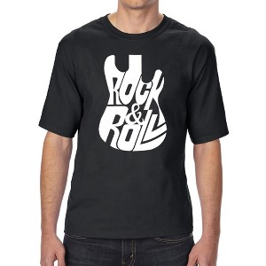 LA Pop Art Rock And Roll Guitar - Men's Tall and Long Word Art T-Shirt Black 3X Large - 1 of 3
