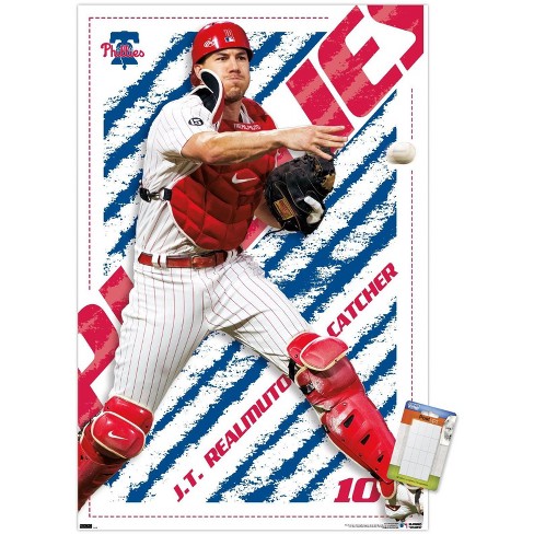 Trends International MLB Philadelphia Phillies - J.T. Realmuto 22 Unframed  Wall Poster Print White Mounts Bundle 22.375 x 34