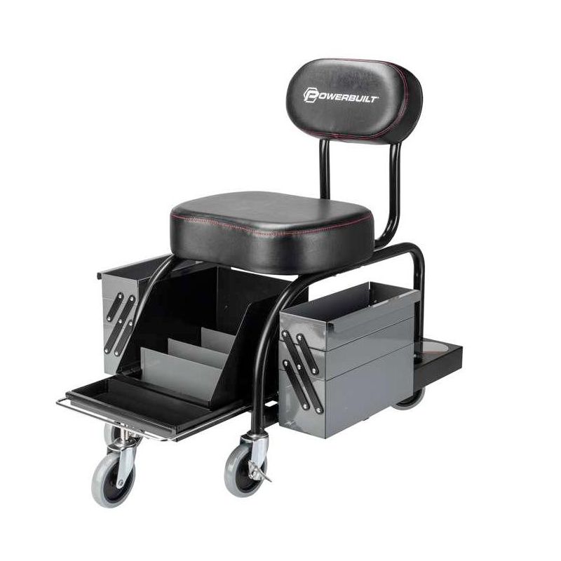 Powerbuilt Professional Shop Seat With Expandable Side Trays, 2 of 4