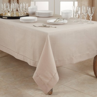 Taupe Hemstitch Border Square Polyester Tablecloth