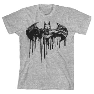 Batman Dripping Logo Trap Graphics Boy's Athletic Heather T-shirt - 1 of 3