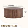 Infurnic Coffee Tables Wood Round Cylinder Coffee Table with  Natural Wood Finish for Living Room, Brown, 27.5"*27.5"*12" - 3 of 4
