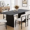 PexFix 67" x 33.5" Farmhouse Dining Table Solid Wood Kitchen Table with Arched Legs Square Black Wood Top for Dining Room & Kitchen - 3 of 4
