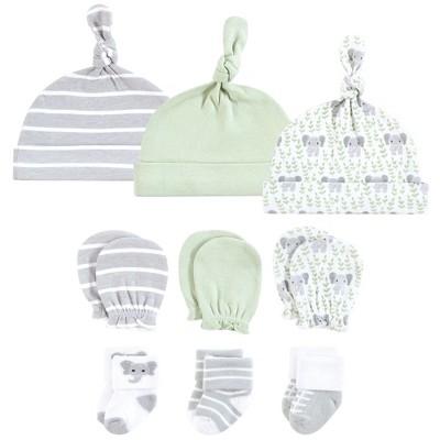 Image of Hudson Baby Caps, Mittens and Socks Set, Leafy Elephant, 0-6 Months