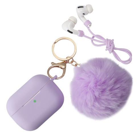 APOSU Cute Airpods Case, Silicone 3D Backpack Airpods Cover with  Keychain&Metal Strap Designed for Apple AirPods 1 & 2 (Purple)
