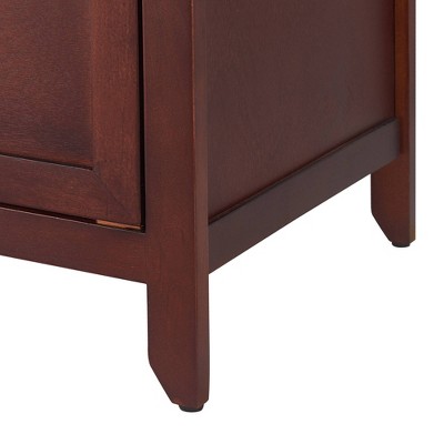Walnut Rectangular Wood and Metal Side Table with Storage