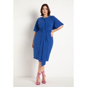 ELOQUII Women's Plus Size Cross Front Flutter Sleeve Dress - 1 of 4