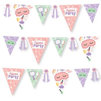 Big Dot of Happiness Pajama Slumber Party - DIY Girls Sleepover Birthday Party Pennant Garland Decoration - Triangle Banner - 30 Pieces