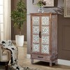 55.12" Wood 2-Door 1-Drawer Tall Tower Storage Cabinet with Distressed Design for Kitchen, Living Room, or Dining - 2 of 4