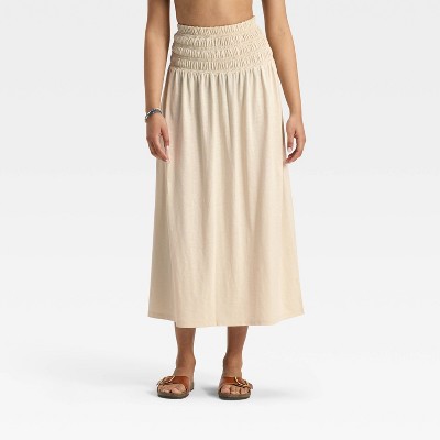 Women's Knit Smocked Maxi A-Line Skirt - Universal Thread™