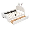 CAVINAS Full Bed Frame with Rabbit-Shaped Headboard, Drawers and Bed-End Storage Pocket,Twin Bed Frames For Kids，Easy Assembly - 3 of 4