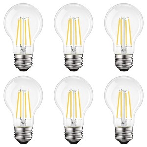 Luxrite Vintage A19 LED Light Bulbs 100 Watt Equivalent, 1600 Lumens, 4000K Cool White, Dimmable, 12W, Damp Rated, UL Listed, E26 Medium Base 6 Pack - 1 of 4