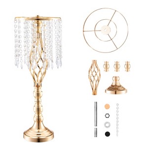 VEVOR 2PCS 55cm/21.65” Tall Crystal Wedding Flower Stand, Metal Wedding Centerpiece Vase, Gold Flower Holders Floral Display Rack, Gold - 1 of 4