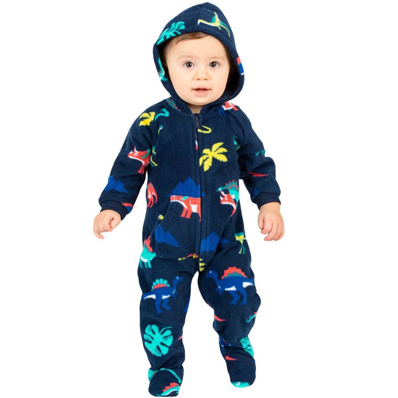 Footed Pajamas - Family Matching - Dinosaur Kingdom Hoodie Fleece Onesie For Boys, Girls, Men and Women | Unisex, 1 of 5
