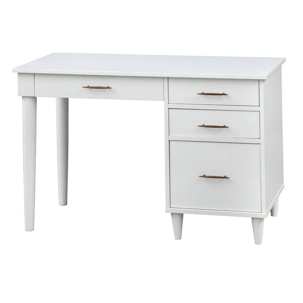 Photos - Office Desk Ana Work Study Desk with Drawers White - Lifestorey