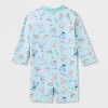 Baby Boys' Disney Winnie the Pooh Full Zip Long Sleeve Rash Guard Unisuit - Green - 2 of 3