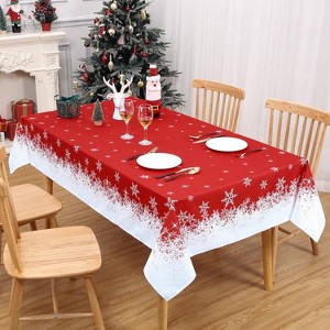 Christmas Table Cloths Rectangle 60 x 120 Washable, Red Snowflakes Christmas Tablecloth Xmas Indoor Decorative Table Cover for Holiday Party - 1 of 4