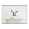 Kate and Laurel Sylvie Bunny In Bubble Bath Neutral Style Framed Canvas by Amy Peterson Art Studio, 18x24, White - 2 of 4