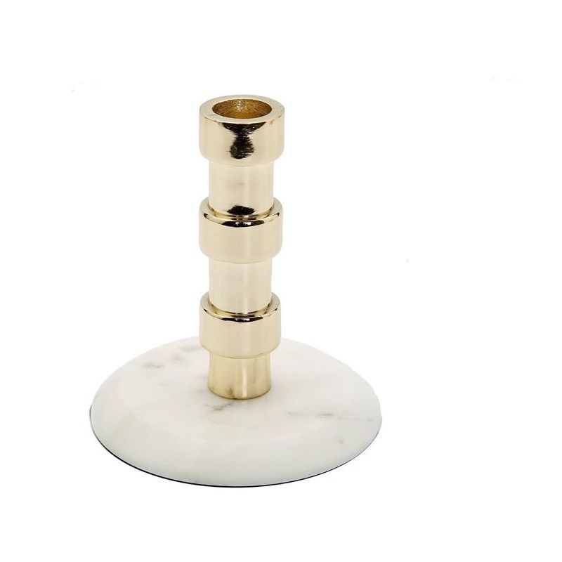 Classic Touch Gold Taper Candle Holder On Marble Base, 3 of 4