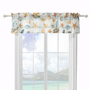 Greenland Home Fashions Kona Luxurious 3" Rod Pocket Window Valance 84" x 16" Ocean - 1 of 4