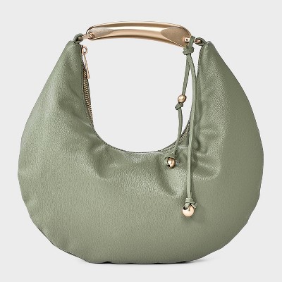 Metal Handle Crescent Handbag - A New Day™