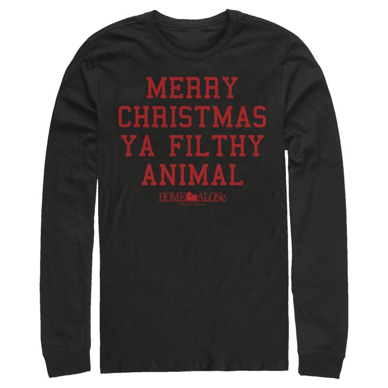 Men's Home Alone Merry Christmas Ya Filthy Animal Long Sleeve Shirt, 1 of 5