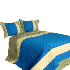 Slickblue Full/Queen Size Quilt Set with Shams, Reversible Vermicelli Quilted, 6 Color Choices, 3 Piece - 1 of 4