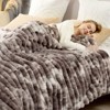 Cozy Bliss Faux Fur Plush Decorative Blanket, Cozy Warm Striped Throw Blanket - 4 of 4