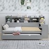 KIGFTSOD Wooden Full Size Daybed with Storage Shelves, Multi-functional Bed with Twin Size Trundle Bed and Study Desk - 2 of 4