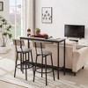 SKRAN Set of 3 Bar Height Table Set, PU Soft seat, Industrial style backrest Pub Table and 2 Bar Stools for Home Bar - 2 of 4