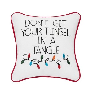 C&F Home 10" x 10" Tinsel In A Tangle Christmas Throw Pillow - 1 of 4