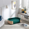 Spassway 11"H*27"W*39"L Oval Velvet Pet Bed with Cushion Solid Wood Frame Dog Bed for Medium and Large Dogs Comfy Dog Couch Sofa for Dogs Cats - 3 of 4