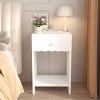 ChicFurnit Nightstands Wooden Bedside Table Night Stand with Drawer and Shelf Modern End Table for Bedroom Storage, White, 16.93"*14.96"*26.77" - 3 of 4