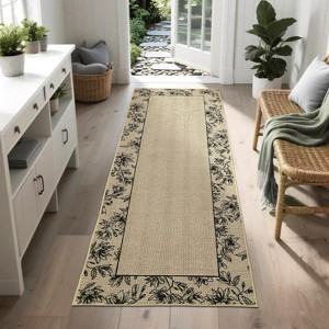 Area Rugs - Solid Bordered Modern Farmhouse Carpet Non-Slip Stain Resistant Rug for Living Room Bedroom Dining Room Office - 1 of 4
