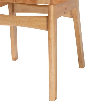 Mid-Century Oak Brown Wood and Rattan 5-Piece Dining Set