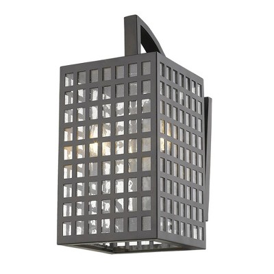 17.75" Satin Nickel Steel Grid Pattern Sconce with Clear Glass