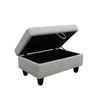 DOMETOUR Elegant Flannel Storage Ottoman For Living Room or Bedroom Light Gray - 4 of 4