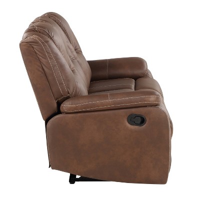 Chestnut Brown 83.5'' Faux Leather Pillow-Top Reclining Sofa