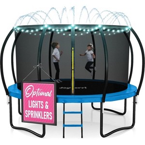 Joyberri Trampoline - ASTM Certified, 8-16ft for kids & adults. Anti-rust, with enclosure net, ladder, LED lights & sprinkler. Safe & fun! - 1 of 4