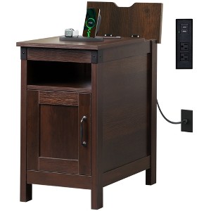 GALAXHERO Farmhouse End Table for Living Room Nightstand with Charging Station - 1 of 4