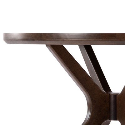 Verso 38'' Round Walnut Wood Dining Table with Cross-Leg Base