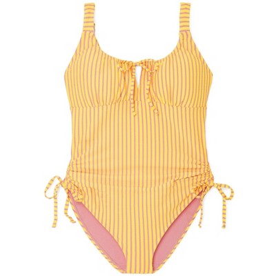 Adore Me Women's Natasha One Piece Swimwear 1x / Goldfinch Seersucker ...