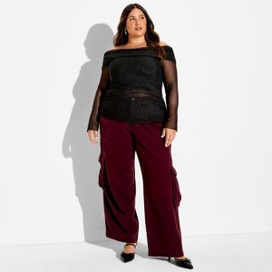 Women's Long Sleeve Off the Shoulder Party T-Shirt - Wild Fable™ - 1 of 3