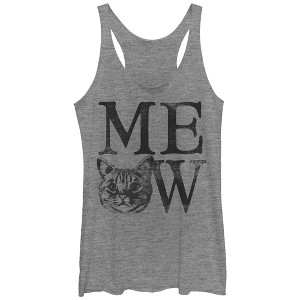 Women's Lost Gods Cat Meow Racerback Tank Top - 1 of 3