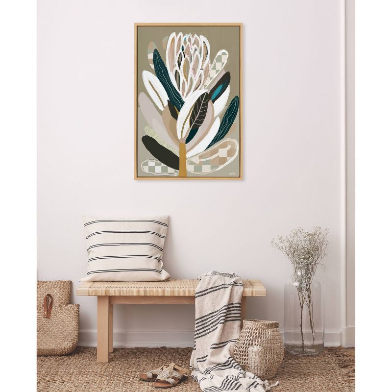Kate &#38; Laurel All Things Decor 23&#34;x33&#34; Sylvie Sage Protea Framed Canvas Wall Art by Inkheart Designs Natural Modern Neutral Flower, 4 of 7