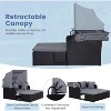 Tangkula Outdoor Wicker Lounge Daybed Hand-Woven PE Rattan Patio Loveseat Sofa Set with Retractable Canopy & 2 Side Tables Gray - 4 of 4