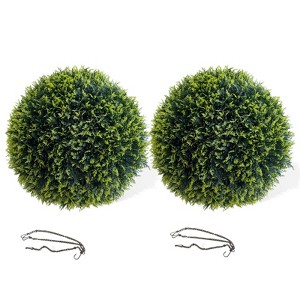 24.8 Inch Artificial Plant Cedar Topiary Balls 2PCS, Topiary Ball Garden Spheres Decorative Balls for Outdoor Patio Garden and Indoor - 1 of 4