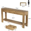 Tribesigns Console Table with 3 Drawers, 67"Long Sofa Table Behind with Storage Shelf, Narrow Entryway Furniture for Living Room, Oak Brown - 2 of 4
