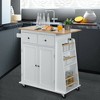 Tangkula Rolling Kitchen Island Utility Trolley Cabinet Storage Spice Towel Rack White - image 3 of 4